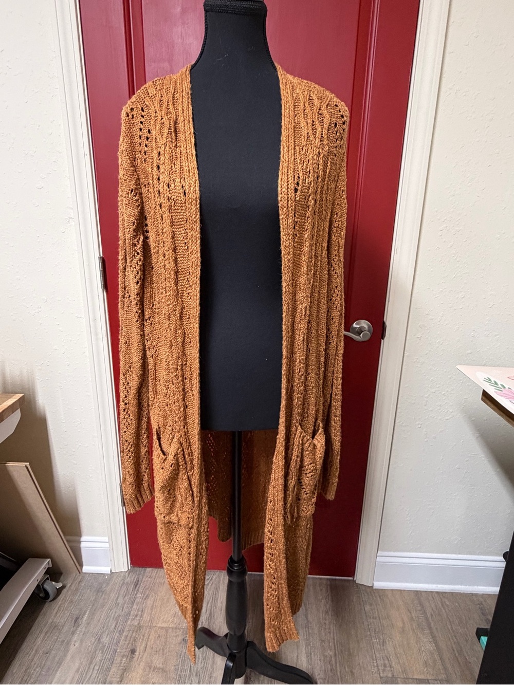 Knox Rose Rust Open-Front Long Cardigan